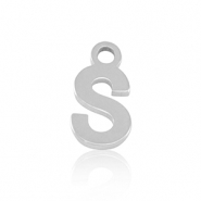 Breloques en acier Inox alphabet lettre S Argent&eacute;