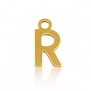 Breloques en acier Inox alphabet lettre R Dor&eacute;