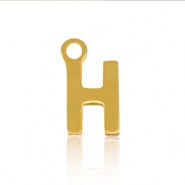 Breloques en acier Inox alphabet lettre H Dor&eacute;