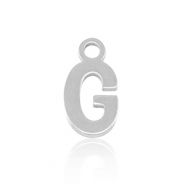Breloques en acier Inox alphabet lettre G Argent&eacute;