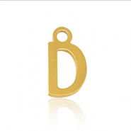 Breloques en acier Inox alphabet lettre D Dor&eacute;