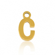 Breloques en acier Inox alphabet lettre C Dor&eacute;