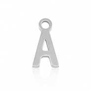 Breloques en acier Inox alphabet lettre A Argent&eacute;