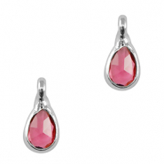 Pendentifs en verre Crystal Glass goutte Rose-argent&eacute;
