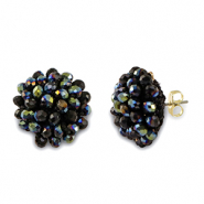 Boucles d&rsquo;oreilles facett&eacute;es avec anneau Bleu nuit fonc&eacute; AB