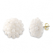 Boucles d&rsquo;oreilles facett&eacute;es avec anneau Blanc