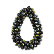 Pendentifs facett&eacute;es goutte Bleu nuit fonc&eacute; AB