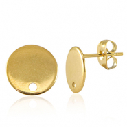 Appr&ecirc;ts en acier Inox boucles d'oreilles / puces d&rsquo;oreilles avec anneau 10mm Dor&eacute;