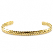 Bracelets en acier Inox jonc feuille Dor&eacute;