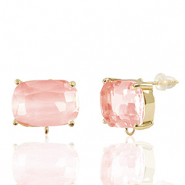 Boucles d&rsquo;oreilles / puces d&rsquo;oreilles en verre Crystal Glass avec anneau rectangle P&ecirc;che-dor&eacute;