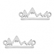 Breloques en acier Inox connecteur montagne Argent&eacute;