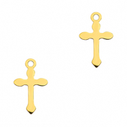 Breloques en acier Inox croix Dor&eacute;