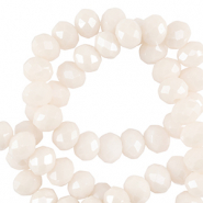 Perles &agrave; facettes 8x6mm disque Heishi Blanc P&ecirc;che clair-pearl shine coating