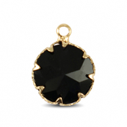 Pendentifs en verre Crystal Glass 13mm Noir jais-dor&eacute;