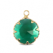 Pendentifs en verre Crystal Glass 13mm Vert classique-dor&eacute;