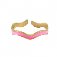 Bagues en acier Inox Dor&eacute;-rose ne&oacute;n