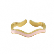 Bagues en acier Inox Dor&eacute;-rose clair