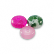 Pierres naturelles m&eacute;lang&eacute;es rondelles 4mm Multicolore rose vert