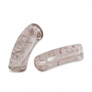 Perles tubes acryliques craquel&eacute; Gris-beige
