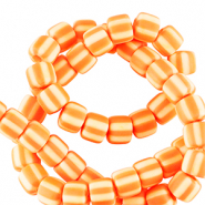 Perles en polym&egrave;re 6mm Orange-blanc
