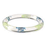 Bracelets tendance avec fleurs s&eacute;ch&eacute;es Vert bleu