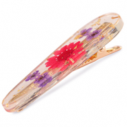 Accessoires pour cheveux pince &agrave; cheveux avec fleurs s&eacute;ch&eacute;es Rouge violet-dor&eacute;