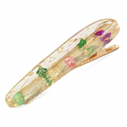 Accessoires pour cheveux pince &agrave; cheveux avec fleurs s&eacute;ch&eacute;es Violet rose vert-dor&eacute;