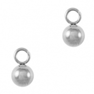 Breloques en acier Inox boule 4mm Argent&eacute;
