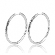 Boucles d'oreilles en acier Inox cr&eacute;oles 23mm Argent&eacute;