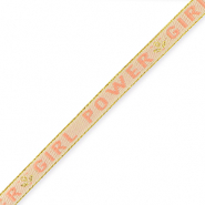 Ruban texte "girl power" Rose p&acirc;le-rose blush