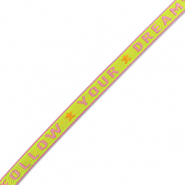 Ruban texte "follow your dreams" Violet paisley-vert lime