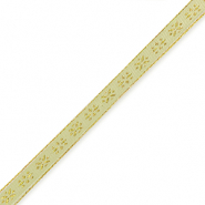 Ruban texte fleurs Vert olive-dor&eacute;