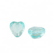 Perles acryliques c&oelig;ur Bleu oc&eacute;an transparent
