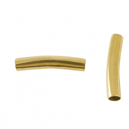 Perles en acier Inox tubes 30mm Dor&eacute;