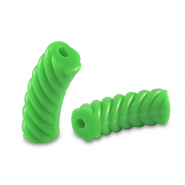 Perles tubes acryliques torsad&eacute; Vert