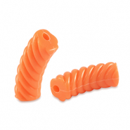 Perles tubes acryliques torsad&eacute; Orange
