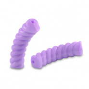 Perles tubes acryliques torsad&eacute; Violet