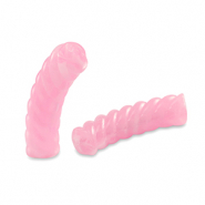 Perles tubes acryliques torsad&eacute; Rose transparent