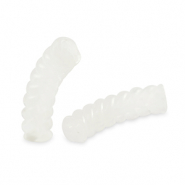 Perles tubes acryliques torsad&eacute; Blanc transparent