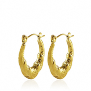 Boucles d'oreilles en acier Inox cr&eacute;oles ovale Dor&eacute;