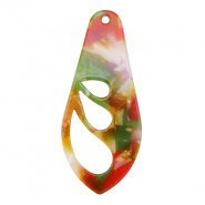 Pendentifs en r&eacute;sine aile Rose-vert multicolore