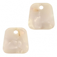 Pendentifs en r&eacute;sine trap&egrave;ze Rose-blanc nacr&eacute;