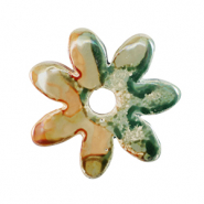 Perles en c&eacute;ramique DQ grecque fleur Vert clair-orange