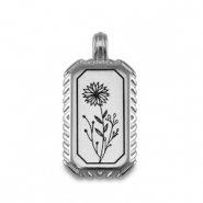 Breloques en m&eacute;tal DQ fleur Argent&eacute; antique (sans nickel)