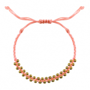 Bracelets tendance perles en acier inoxydable Rose p&ecirc;che-dor&eacute;