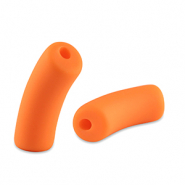 Perles tubes acryliques mat Orange n&eacute;on