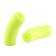 Perles tubes acryliques mat Jaune n&eacute;on