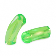 Perles tubes acryliques Vert p&eacute;ridot-AB coating