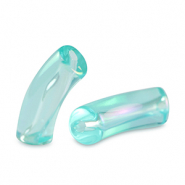 Perles tubes acryliques Bleu turquoise-AB coating