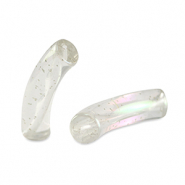 Perles tubes acryliques Transparent paillet&eacute;-AB coating